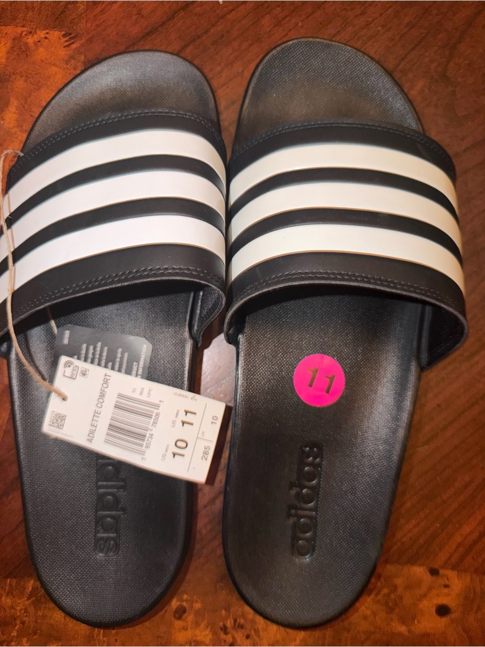 New Adidas Black & White Women’s Slide Sandals